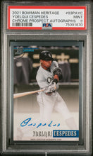 تحميل الصورة إلى عارض المعرض، يويلكي سيسبيديس PSA 9 2021 Bowman Heritage Variation Auto #93PA-YC White Sox