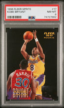 将图片加载到图库查看器,1996-97 Fleer Sprite Kobe Bryant Rookie #17 LA Lakers HOF PSA 8 NM-MT RC