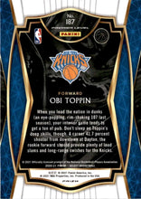Load image into Gallery viewer, 2020-21 Select Obi Toppin Blue Premier Rookie SP RC #187 New York Knicks Dayton Flyers