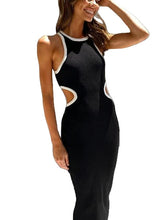 Load image into Gallery viewer, NauLon Womens Sexy Cut Out Waist Open Back Bodycon Dress Ankle Length Ribbed Party Club Midi Dress