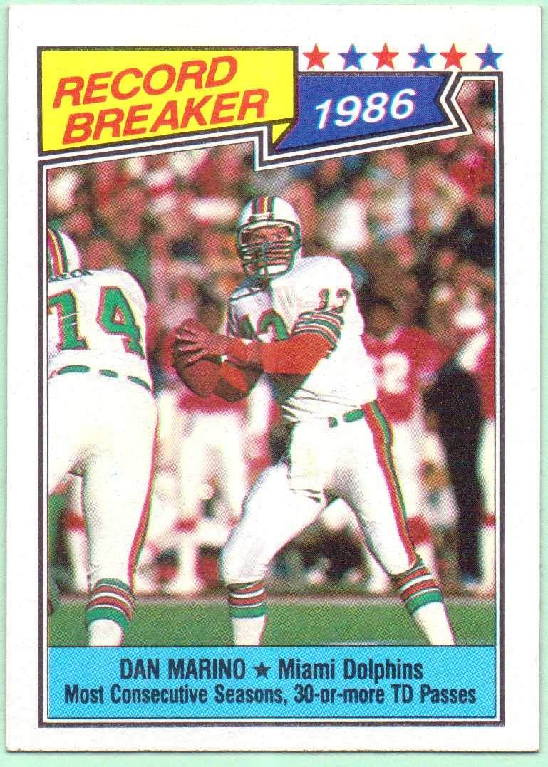 1987 Topps 1986 Record Breaker Dan Marino #6 Miami Dolphins – walk