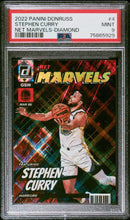 将图片加载到图库查看器,STEPHEN CURRY 2022-23 PANINI DONRUSS NET MARVELS DIAMOND PRIZM #4 PSA 9 LOW POP