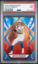 Load image into Gallery viewer, 2020 Panini Phoenix Justin Herbert Fire Burst RC Rookie #103 PSA 9