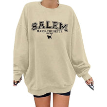 تحميل الصورة إلى عارض المعرض، Women Oversized Halloween Sweatshirt Salem Massachusetts Shirts Long Sleeve Pullover Tops