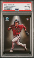 将图片加载到图库查看器,2023 Bowman Spotlights Corbin Carroll Rookie #BS1 Diamondbacks PSA 10 GEM Mint - walk-of-famesports