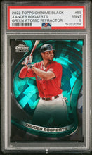 تحميل الصورة إلى عارض المعرض، 2022 Topps Chrome BLACK XANDER BOGAERTS #59 GREEN ATOMIC 15/99 PSA 9 Mint POP 1