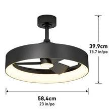 تحميل الصورة إلى عارض المعرض، Artika Austin 23" LED Chandelier Ceiling Fan Fandelier, Black