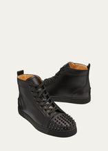 将图片加载到图库查看器,Christian Louboutin Men's Lou Spikes High-Top Sneakers Size 42EU / 9M