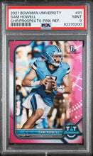 将图片加载到图库查看器,2021 Bowman University #81  Sam Howell Chrome Prospects - Pink Ref PSA 9