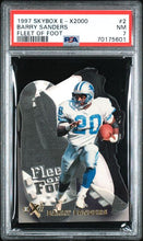将图片加载到图库查看器,1997 SKYBOX E-X2000 BARRY SANDERS #2 FLEET OF FOOT DIE-CUT PSA 7