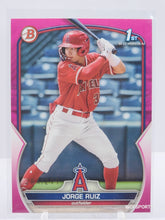 Load image into Gallery viewer, 2023 Bowman 1st Prospects Pink Parallel 284/299 Jorge Ruiz #BP-123 Los Angeles Angels