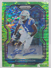 Load image into Gallery viewer, 2020 Panini Prizm Neon Green Pulsar Auto CJ Henderson #351 Rookie