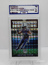 تحميل الصورة إلى عارض المعرض، 2022 Panini Mosaic Jonathan Taylor Touchdown Masters Green Prizm #TD-11 Colts Parish 9 Mint