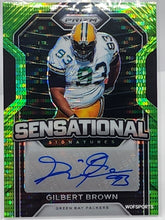 Load image into Gallery viewer, 2020 Panini Prizm Sensational Signatures Green Prizm Gilbert Brown #9 Auto