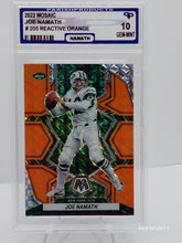 تحميل الصورة إلى عارض المعرض، 2022 Panini Mosaic Reactive Orange Joe Namath #205 New York Jets Parish 10 Gem Mint