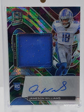 Load image into Gallery viewer, 2022 Panini Spectra Jameson Williams RC RPA Patch Auto Lions Celestial #207 20/99