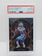 Load image into Gallery viewer, 2020 Panini Select CeeDee Lamb RC Silver Prizm HOLO #57 Dallas Cowboys PSA 10 GEM Mint