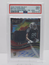 Load image into Gallery viewer, 2020 Panini Select Rookie Signature Memorabilia Prize Tie Dye #RSM_BDE Bryan Edwards id#/25 PSA 9 Mint