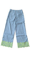 Load image into Gallery viewer, Anthropologie Maeve The Colette Cropped Wide-Leg Pants Embroidered Linen Sz 00