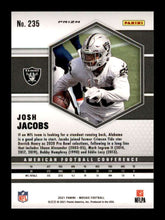تحميل الصورة إلى عارض المعرض، 2021 Panini Mosaic Silver Prizm Josh Jacobs #235 Las Vegas Raiders