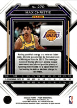 将图片加载到图库查看器,2022-23 Panini Prizm Max Christie Rookie Base #270 Los Angeles Lakers - walk-of-famesports