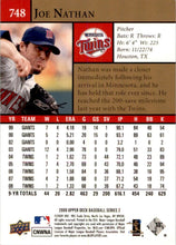 将图片加载到图库查看器,2009 Upper Deck Joe Nathan #748 Minnesota Twins