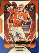 将图片加载到图库查看器,2021 Panini Prizm All Americans Red/White/Blue Prizm Trevor Lawrence Rookie #181 Clemson Tigers RC