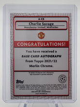 将图片加载到图库查看器,2021-22 Topps Merlin Collection Chrome UCL Charlie Savage #A-CS Rookie Auto RC