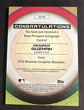 تحميل الصورة إلى عارض المعرض، 2022 Bowman Inception Prospect Gold Auto 38/50 Denzer Guzman #PA-DG Los Angeles Angels