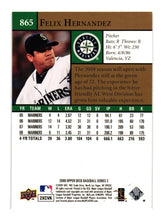 将图片加载到图库查看器,2009 Upper Deck Felix Hernandez #865 Seattle Mariners
