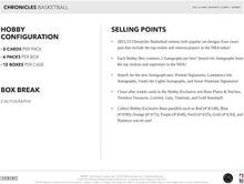 将图片加载到图库查看器,2022-23 Panini Chronicles Basketball Hobby Box
