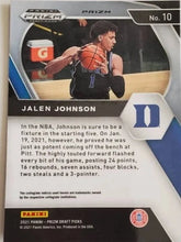Load image into Gallery viewer, 2021 Panini Prizm Jalen Johnson Rookie Red, White and Blue Prizms #10 Duke Blue Devils
