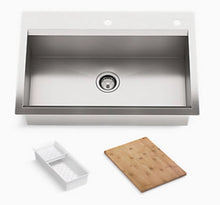 تحميل الصورة إلى عارض المعرض، Kohler Cater 33" x 22" x 9" Top Mount Undermount Single Bowl Kitchen Sink Kit