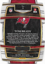 تحميل الصورة إلى عارض المعرض، 2021 Panini Select Tom Brady Die-Cut Silver Prizm #1 Tampa Bay Buccaneers
