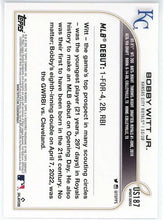 Load image into Gallery viewer, 2022 Topps Update Bobby Witt Jr RC #US187 Royals