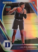 Load image into Gallery viewer, 2021 Panini Prizm Jalen Johnson Rookie Red, White and Blue Prizms #10 Duke Blue Devils