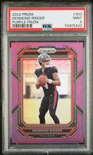 Load image into Gallery viewer, 2022 Panini Purple Prizm #302 Desmond Ridder Rookie #/125 PSA 9 Mint - walk-of-famesports