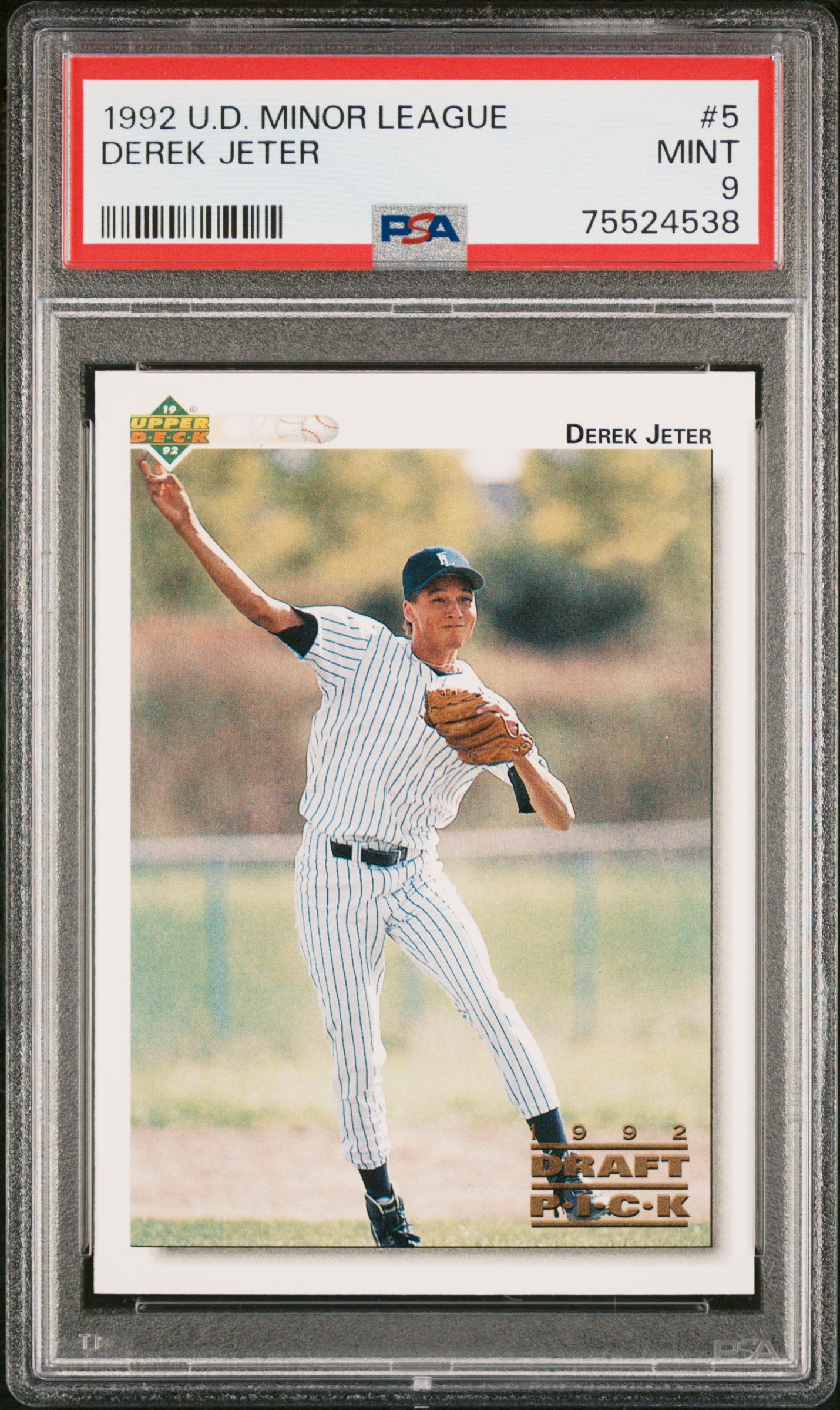 UPPER DECK MINOR LEAGUE Derek Jeter Rookie Card Yankees PSA 8 NEAR MINT-MNT