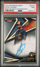 تحميل الصورة إلى عارض المعرض، أفضل مناظير 2022 Bowman's Best FELIX VALERIO الموقعة من طراز Prospect/Rookie SP B22-FV PSA 9