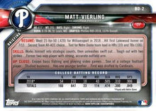 Load image into Gallery viewer, 2018 Bowman Draft Matt Vierling FBC BD-2 Philadelphia Phillies