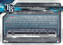 تحميل الصورة إلى عارض المعرض، 2018 Bowman Draft Nick Schnell FBC BD-44 Tampa Bay Rays
