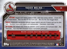 Load image into Gallery viewer, 2019 Bowman Yadier Molina #36 St. Louis Cardinals