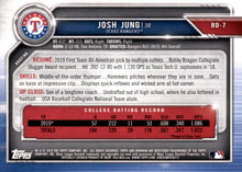 Load image into Gallery viewer, 2019 Bowman Draft Josh Jung FBC BD-7 Texas Rangers
