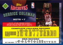 将图片加载到图库查看器,1992-93 Topps Archives Derrick Coleman  #133 New Jersey Nets