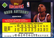 Load image into Gallery viewer, 1992-93 Topps Archives Greg Anthony  #141 New York Knicks