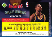 Load image into Gallery viewer, 1992-93 Topps Archives Billy Owens  #147 Golden State Warriors