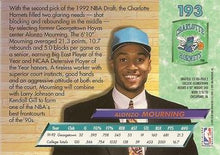 将图片加载到图库查看器,1992-93 Fleer Ultra Alonzo Mourning DPK, RC #193 Charlotte Hornets