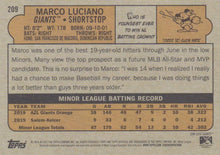 Load image into Gallery viewer, 2021 Topps Heritage Minor League Marco Luciano #209 San Jose Giants