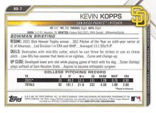 تحميل الصورة إلى عارض المعرض، 2021 Bowman Draft Kevin Kopps FBC 1st Bowman BD-7 San Diego Padres