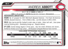 Load image into Gallery viewer, 2021 Bowman Draft Andrew Abbott FBC 1st Bowman BD-8 Cincinnati Reds